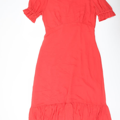 Finery Womens Red Polyester A-Line Size 16 Mock Neck Zip