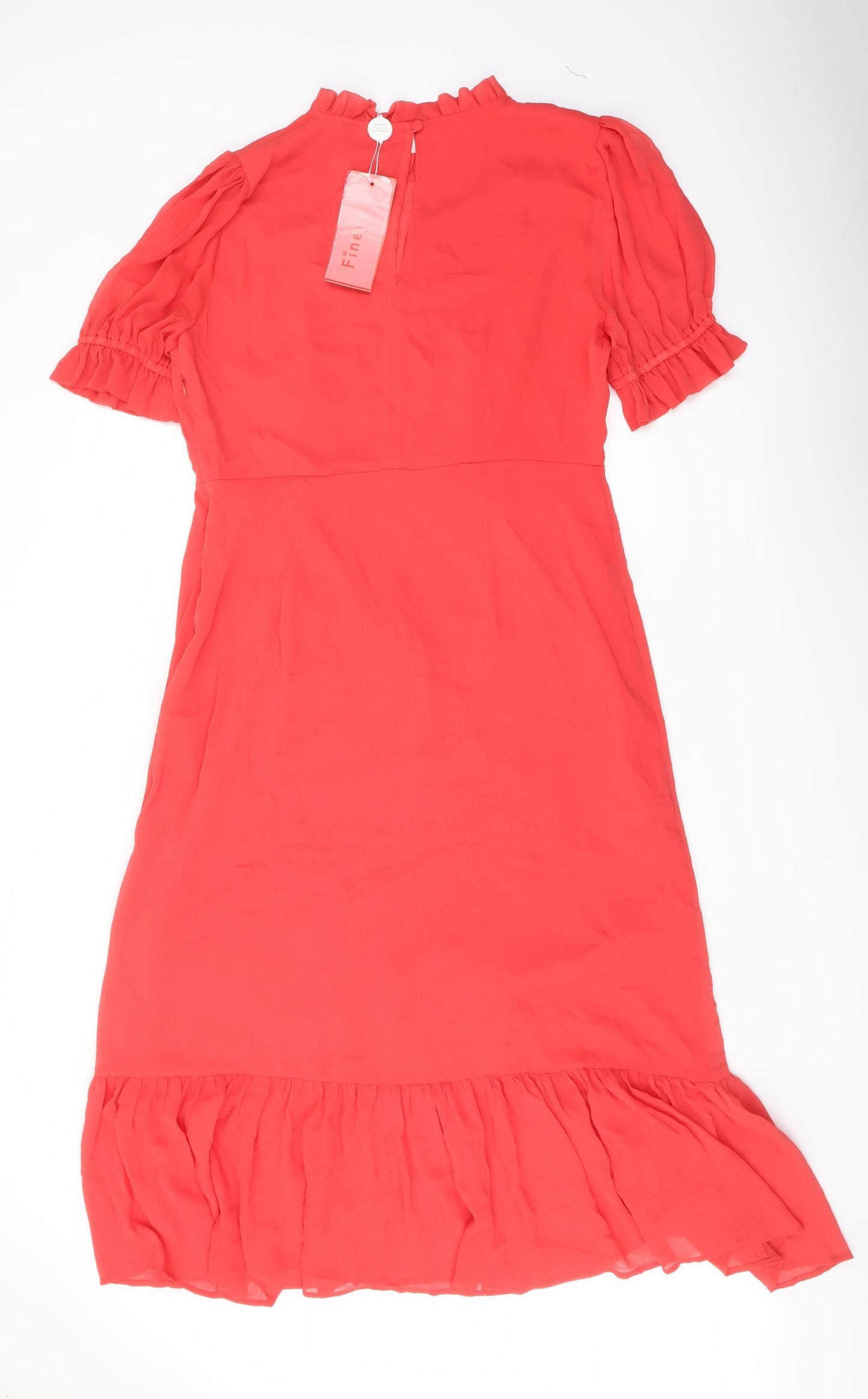 Finery Womens Red Polyester A-Line Size 16 Mock Neck Zip