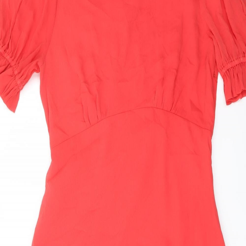 Finery Womens Red Polyester A-Line Size 16 Mock Neck Zip