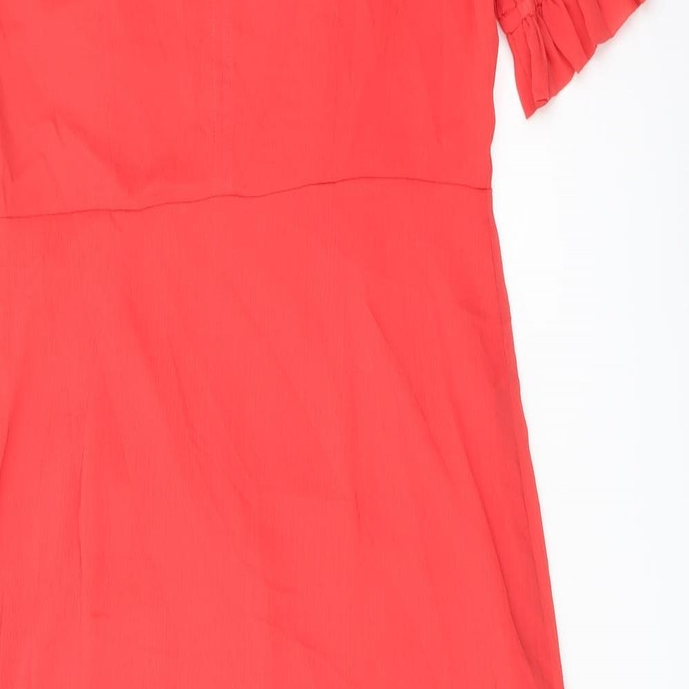 Finery Womens Red Polyester A-Line Size 16 Mock Neck Zip