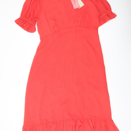 Finery Womens Red Polyester A-Line Size 16 Mock Neck Zip