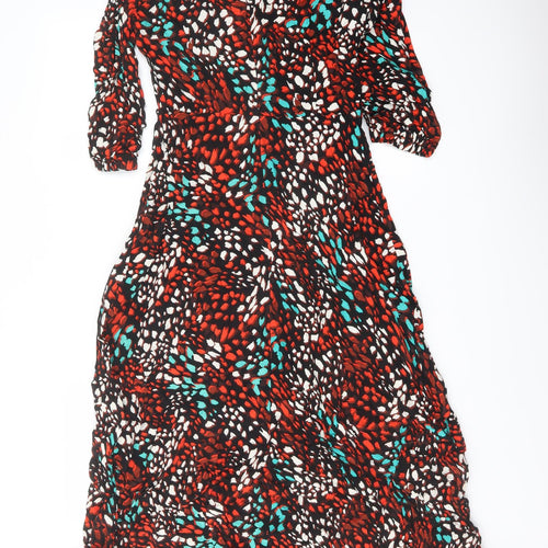 Marks and Spencer Womens Multicoloured Geometric Viscose A-Line Size 8 Round Neck Zip