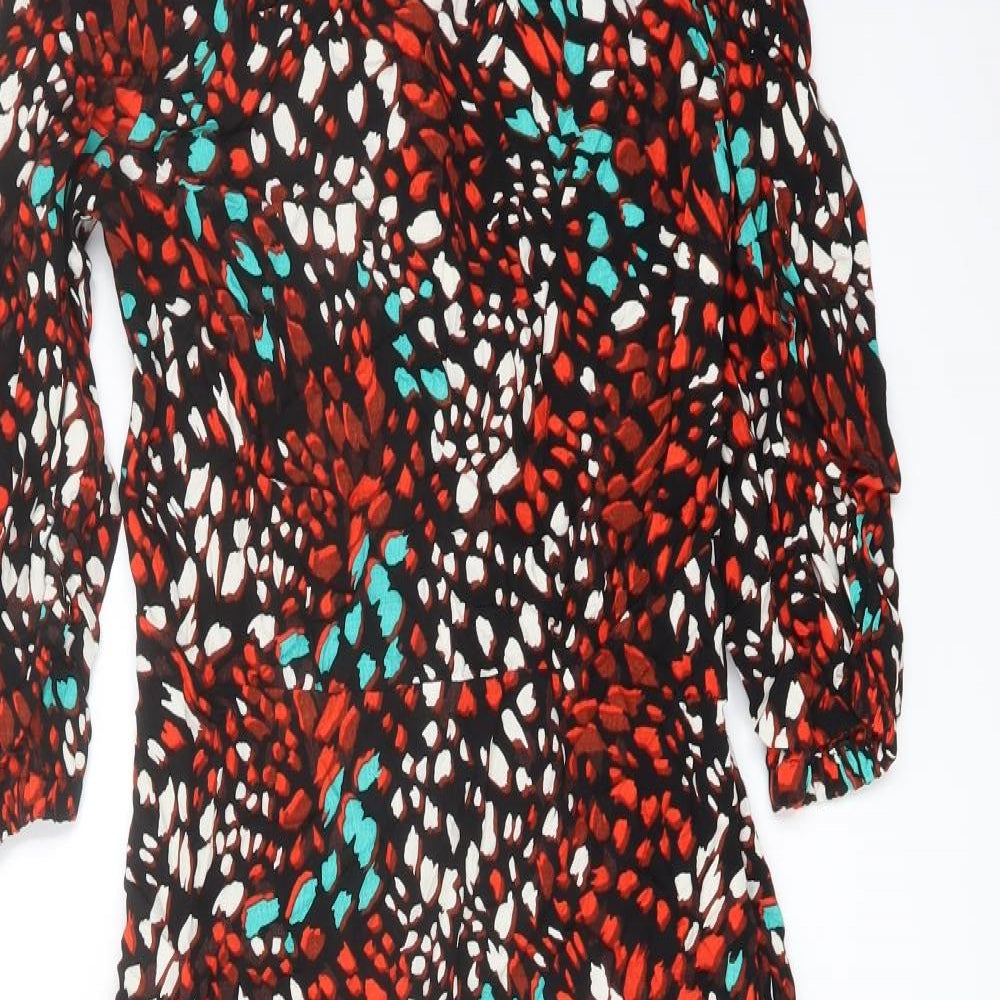 Marks and Spencer Womens Multicoloured Geometric Viscose A-Line Size 8 Round Neck Zip