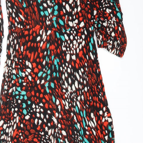 Marks and Spencer Womens Multicoloured Geometric Viscose A-Line Size 8 Round Neck Zip