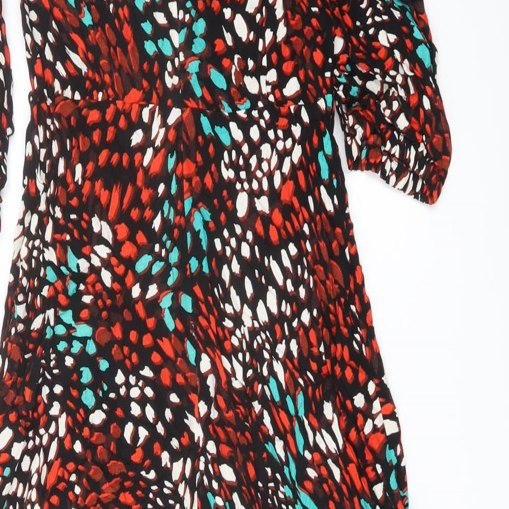 Marks and Spencer Womens Multicoloured Geometric Viscose A-Line Size 8 Round Neck Zip