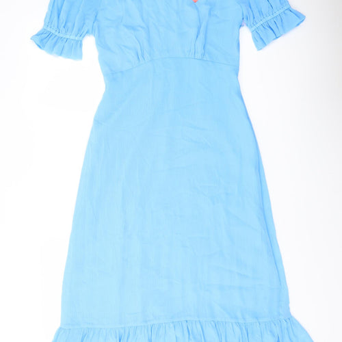 Finery Womens Blue Polyester A-Line Size 10 Mock Neck Zip