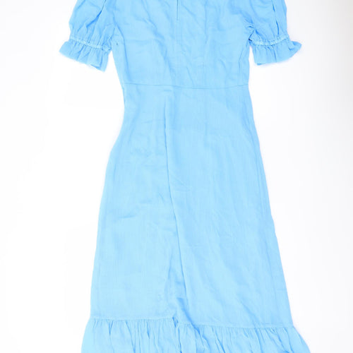 Finery Womens Blue Polyester A-Line Size 10 Mock Neck Zip