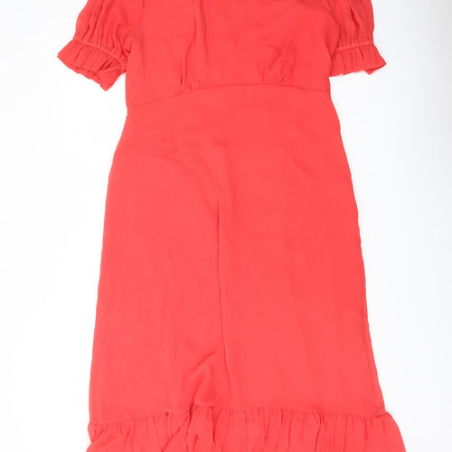 Finery Womens Red Polyester A-Line Size 16 Mock Neck Zip
