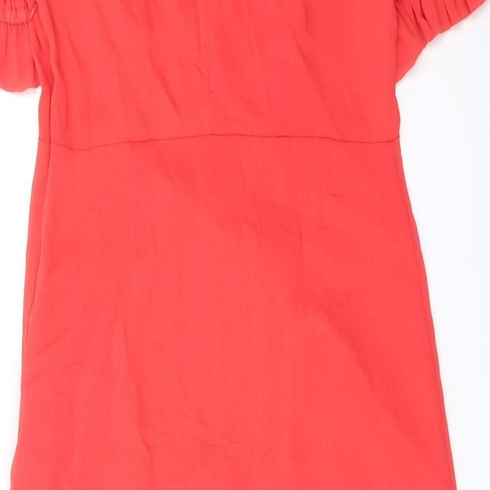 Finery Womens Red Polyester A-Line Size 16 Mock Neck Zip