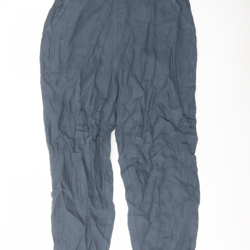 Seasalt Womens Blue Linen Trousers Size 10 L26 in Regular