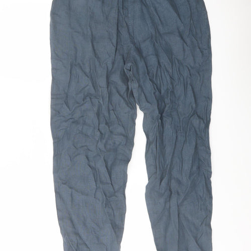 Seasalt Womens Blue Linen Trousers Size 10 L26 in Regular
