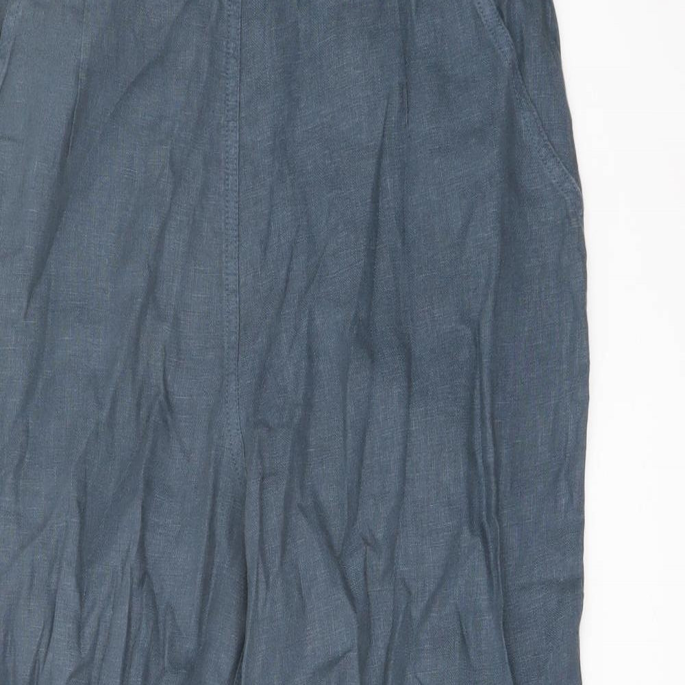 Seasalt Womens Blue Linen Trousers Size 10 L26 in Regular