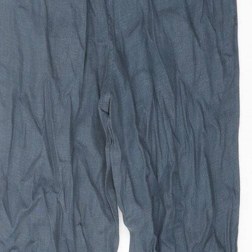 Seasalt Womens Blue Linen Trousers Size 10 L26 in Regular