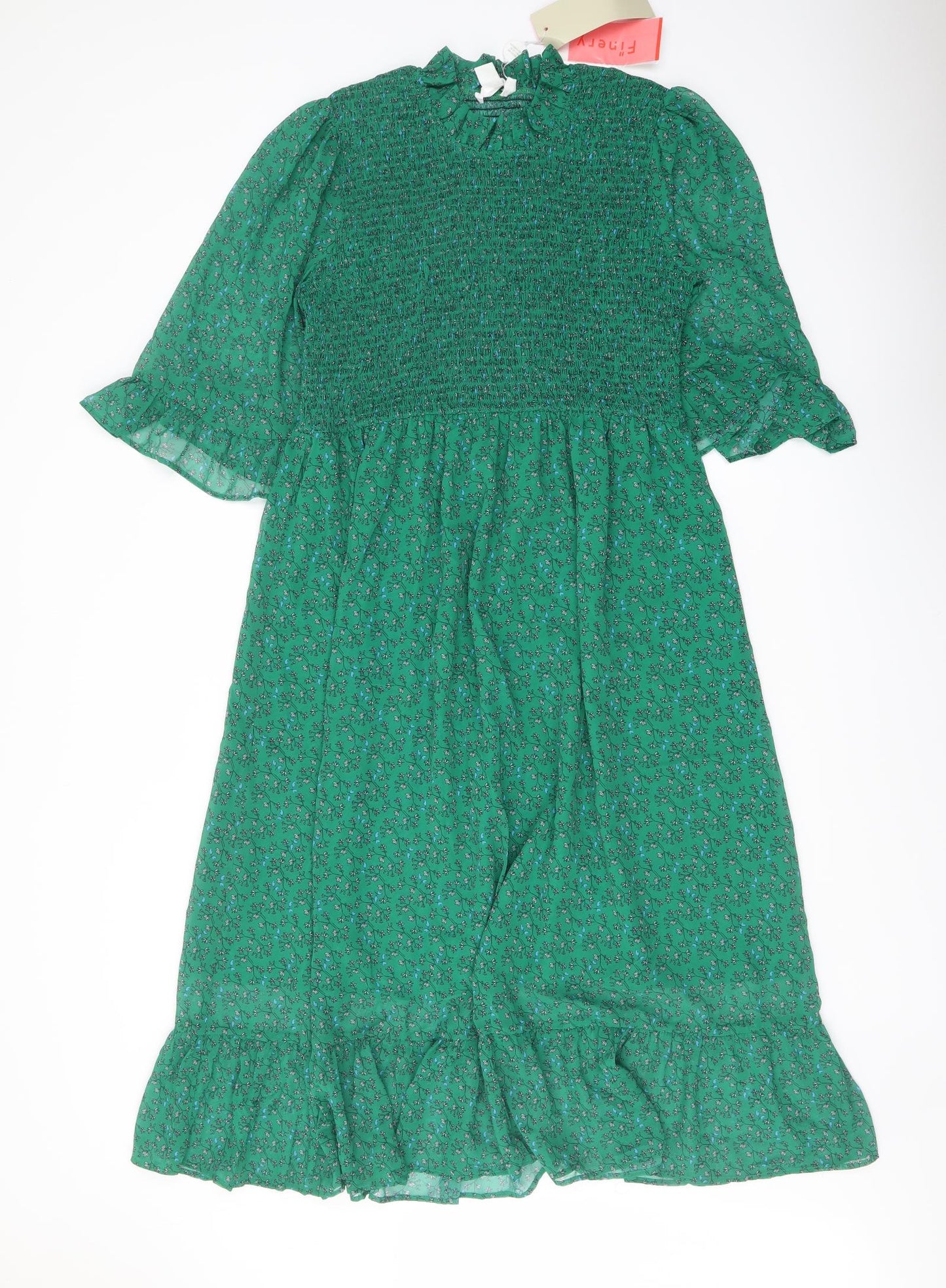 Finery Womens Green Floral Polyester A-Line Size 10 Mock Neck Pullover