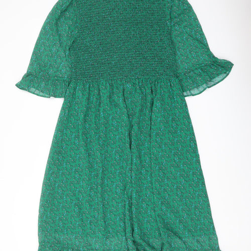 Finery Womens Green Floral Polyester A-Line Size 10 Mock Neck Pullover