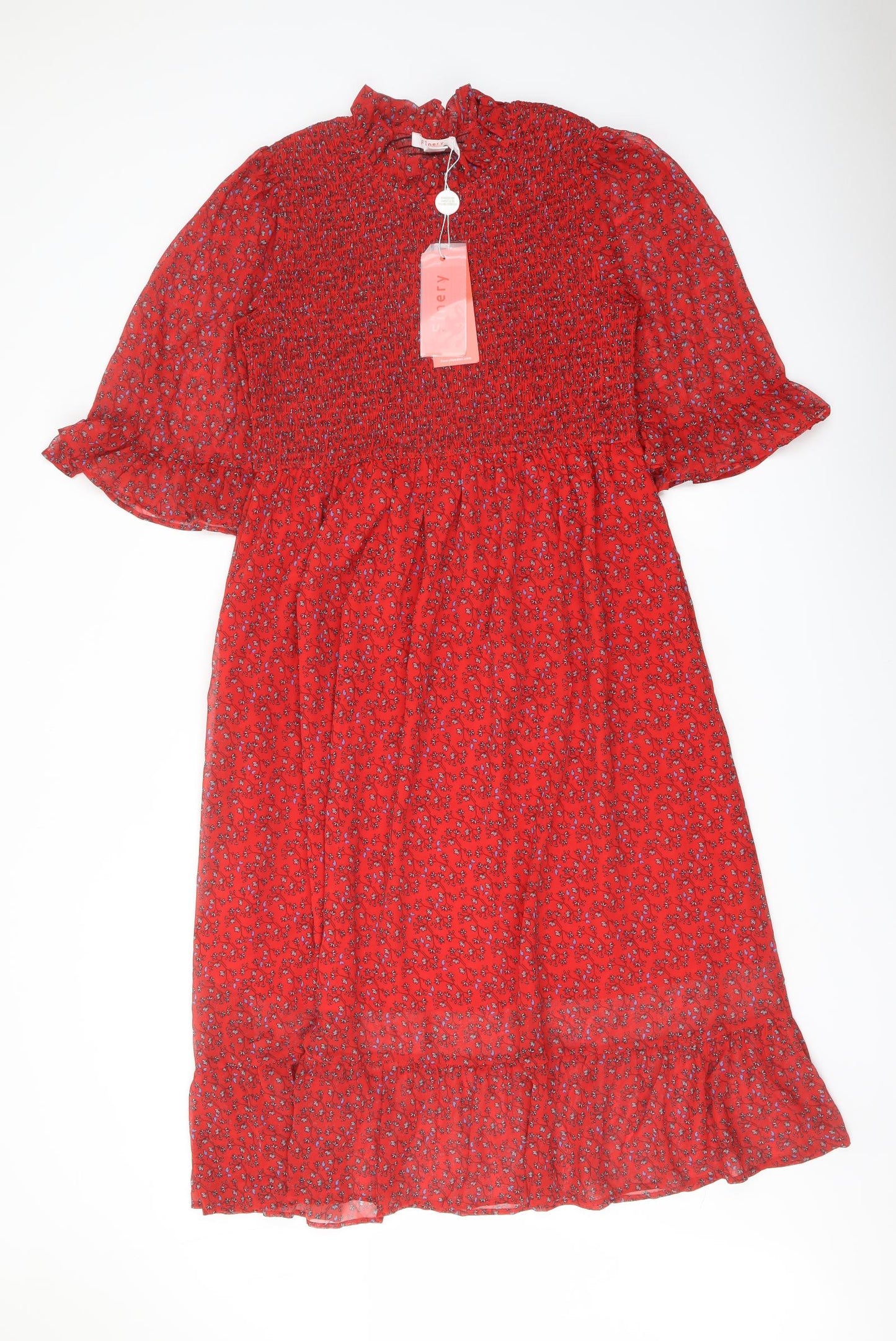 Finery Womens Red Floral Polyester A-Line Size 16 Mock Neck Pullover