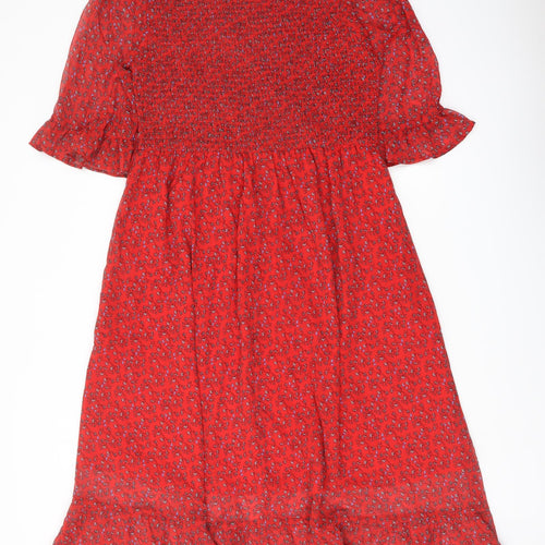 Finery Womens Red Floral Polyester A-Line Size 18 Mock Neck Pullover