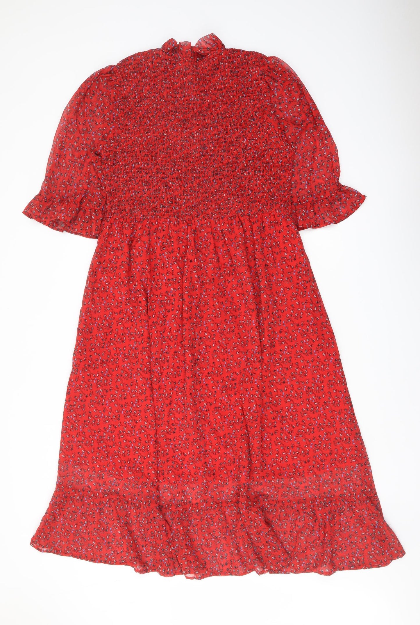 Finery Womens Red Floral Polyester A-Line Size 18 Mock Neck Pullover