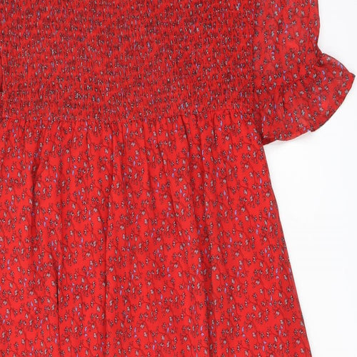 Finery Womens Red Floral Polyester A-Line Size 18 Mock Neck Pullover