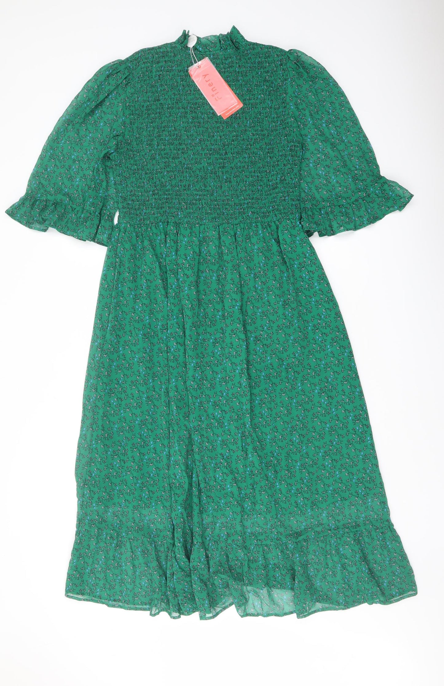 Finery Womens Green Floral Polyester A-Line Size 10 Mock Neck Pullover
