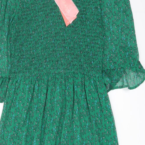 Finery Womens Green Floral Polyester A-Line Size 10 Mock Neck Pullover