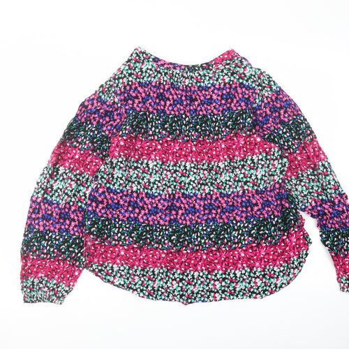 Marks and Spencer Womens Multicoloured Floral Polyester Basic Blouse Size 8 V-Neck