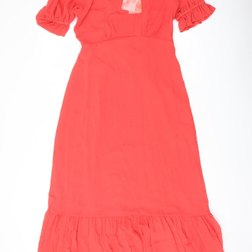 Finery Womens Red Polyester A-Line Size 10 Mock Neck Zip