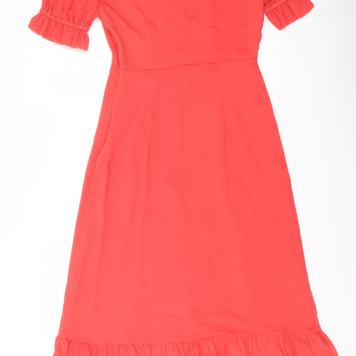 Finery Womens Red Polyester A-Line Size 10 Mock Neck Zip