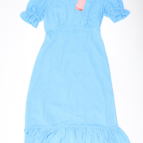 Finery Womens Blue Polyester A-Line Size 12 Mock Neck Zip