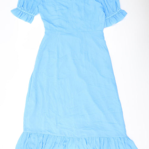 Finery Womens Blue Polyester A-Line Size 12 Mock Neck Zip