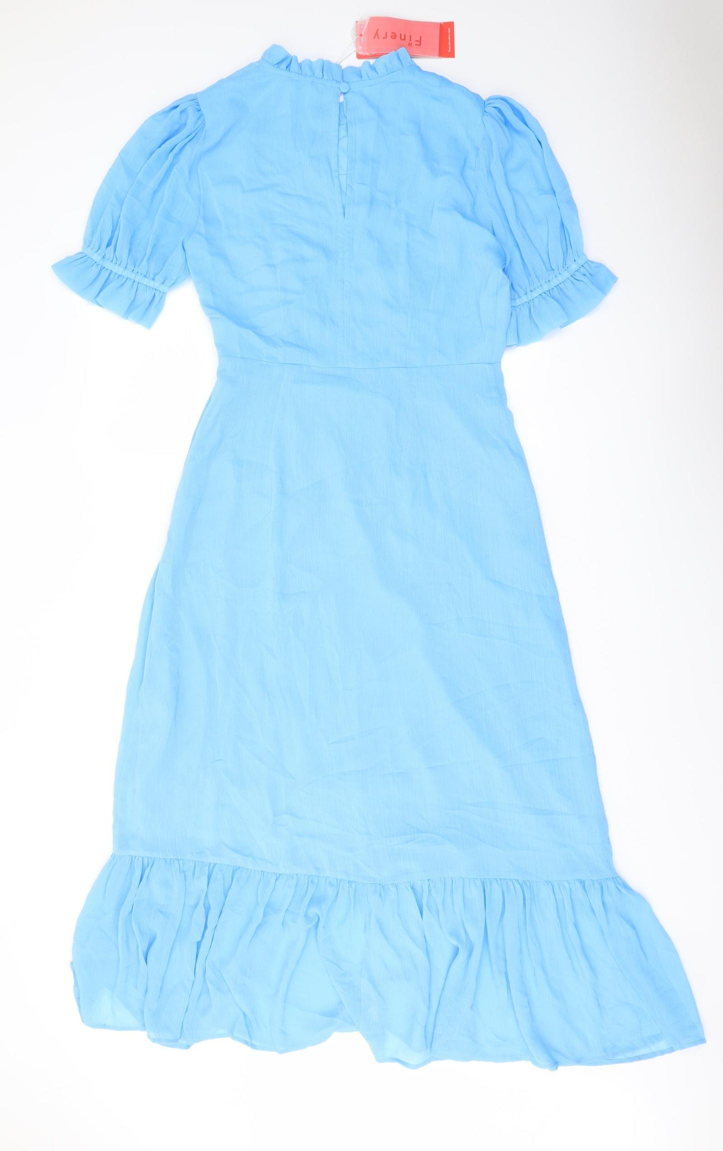 Finery Womens Blue Polyester A-Line Size 12 Mock Neck Zip