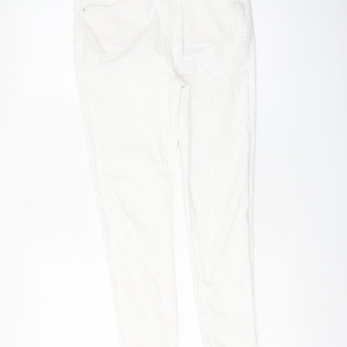 Marks and Spencer Womens White Cotton Skinny Jeans Size 10 L28 in Regular Button