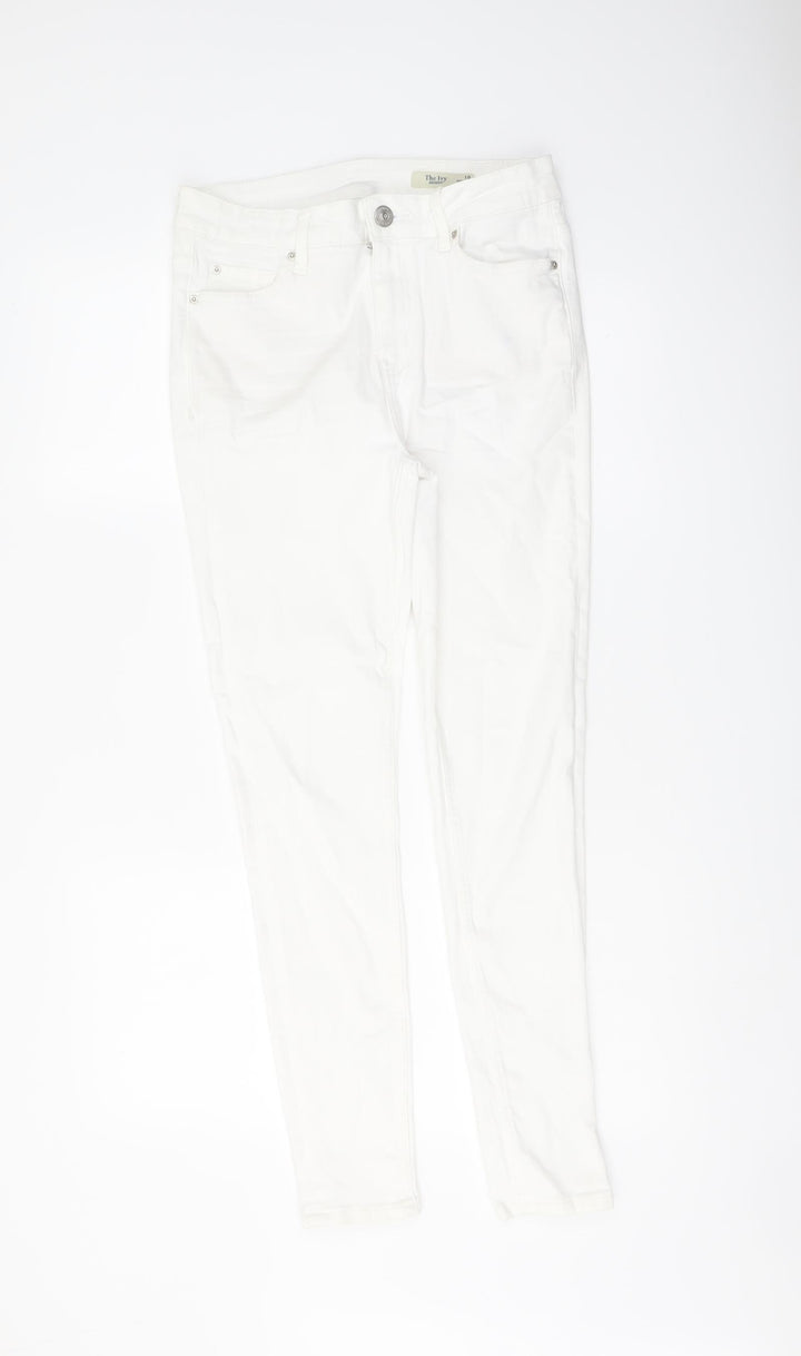 Marks and Spencer Womens White Cotton Skinny Jeans Size 10 L28 in Regular Button