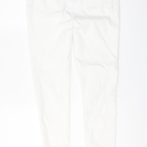 Marks and Spencer Womens White Cotton Skinny Jeans Size 10 L28 in Regular Button