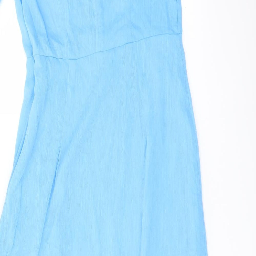 Finery Womens Blue Polyester A-Line Size 12 Mock Neck Zip