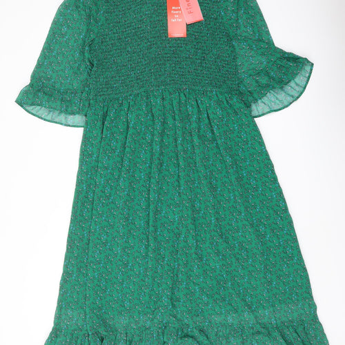 Finery Womens Green Floral Polyester A-Line Size 16 Mock Neck Pullover