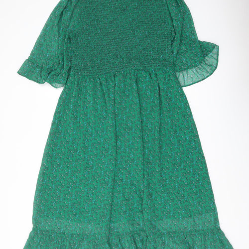 Finery Womens Green Floral Polyester A-Line Size 16 Mock Neck Pullover