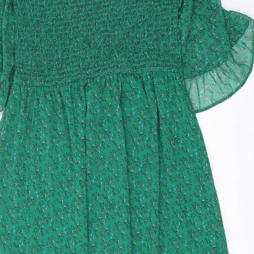 Finery Womens Green Floral Polyester A-Line Size 16 Mock Neck Pullover