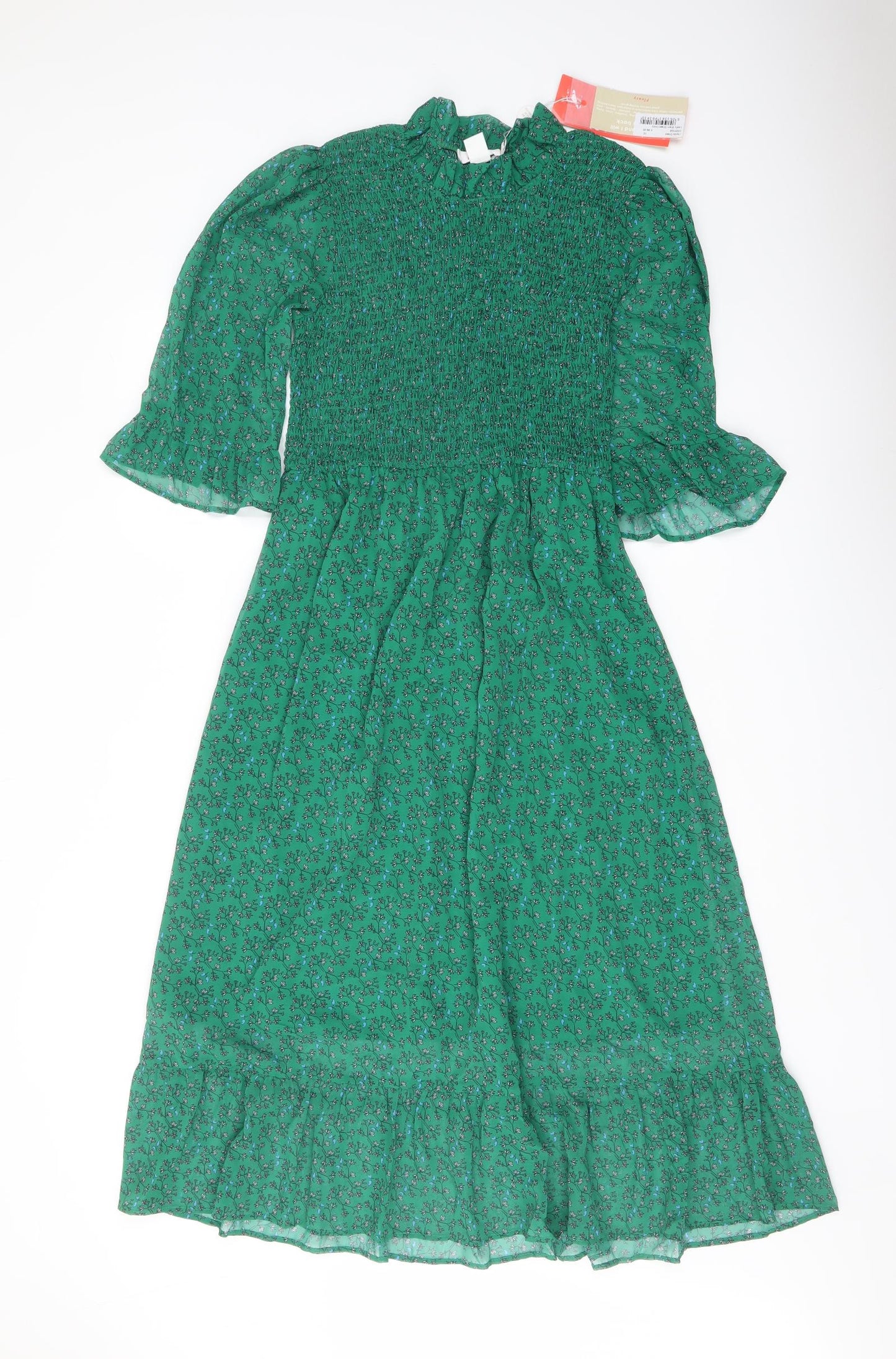 Finery Womens Green Floral Polyester A-Line Size 10 Mock Neck Pullover
