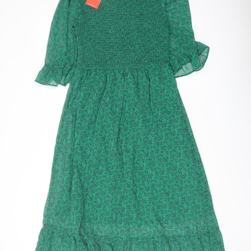 Finery Womens Green Floral Polyester A-Line Size 10 Mock Neck Pullover