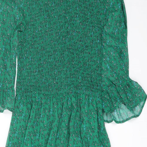 Finery Womens Green Floral Polyester A-Line Size 10 Mock Neck Pullover