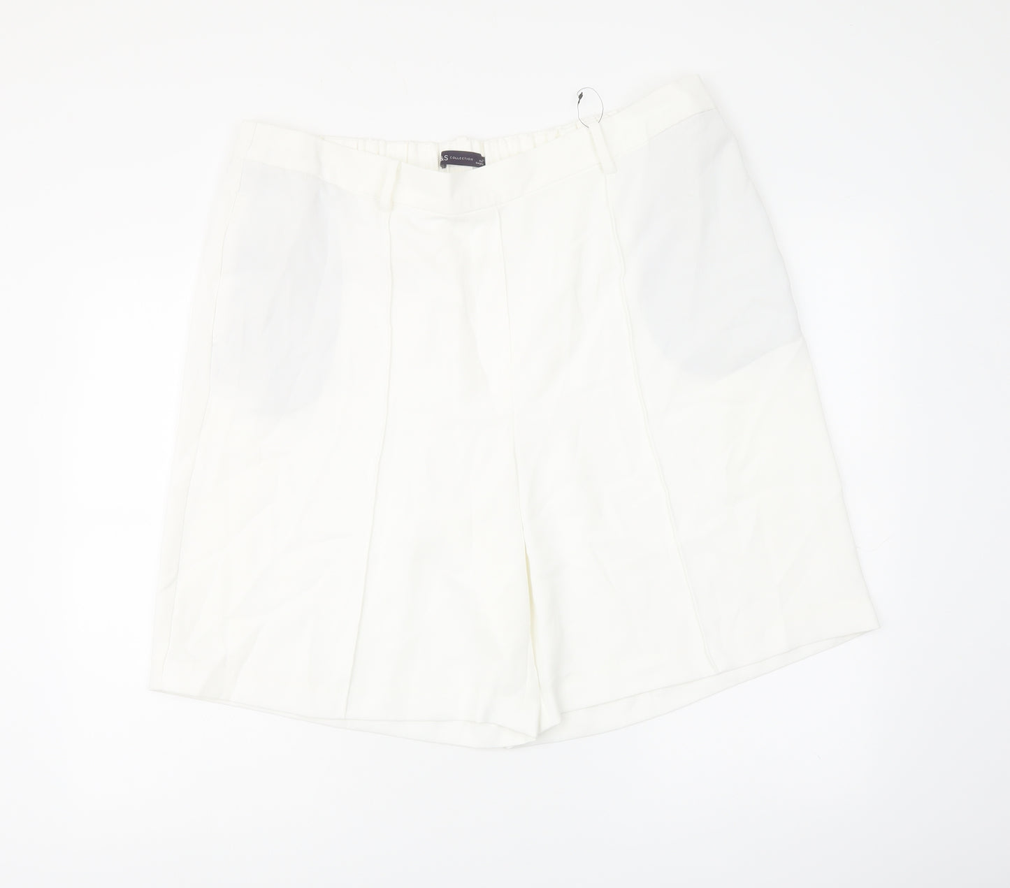Marks and Spencer Womens Ivory Polyester Basic Shorts Size 20 L10 in Regular Pull On