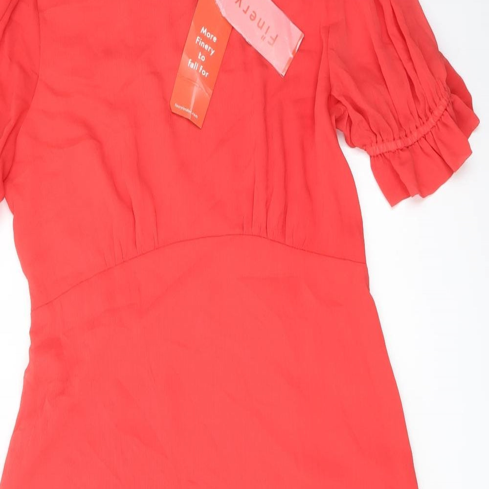 Finery Womens Red Polyester A-Line Size 16 Mock Neck Zip