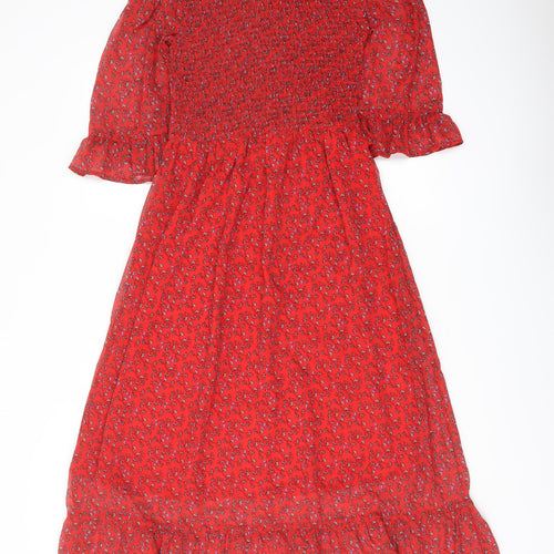 Finery Womens Red Floral Polyester A-Line Size 8 Mock Neck Pullover