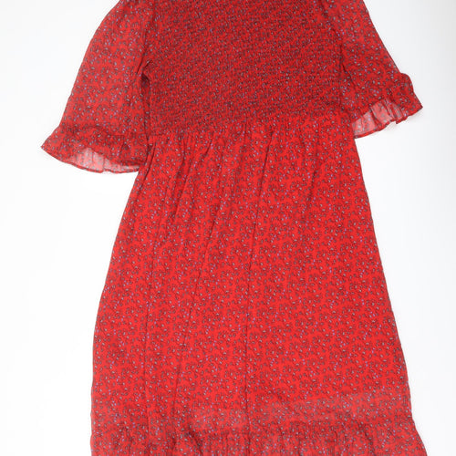 Finery Womens Red Floral Polyester A-Line Size 16 Mock Neck Pullover
