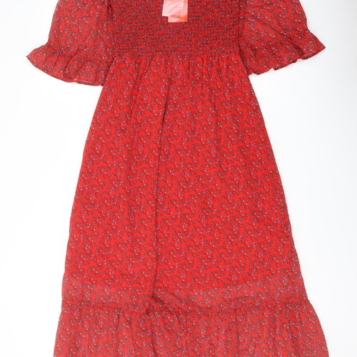 Finery Womens Red Floral Polyester A-Line Size 8 Mock Neck Pullover
