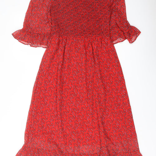 Finery Womens Red Floral Polyester A-Line Size 8 Mock Neck Pullover