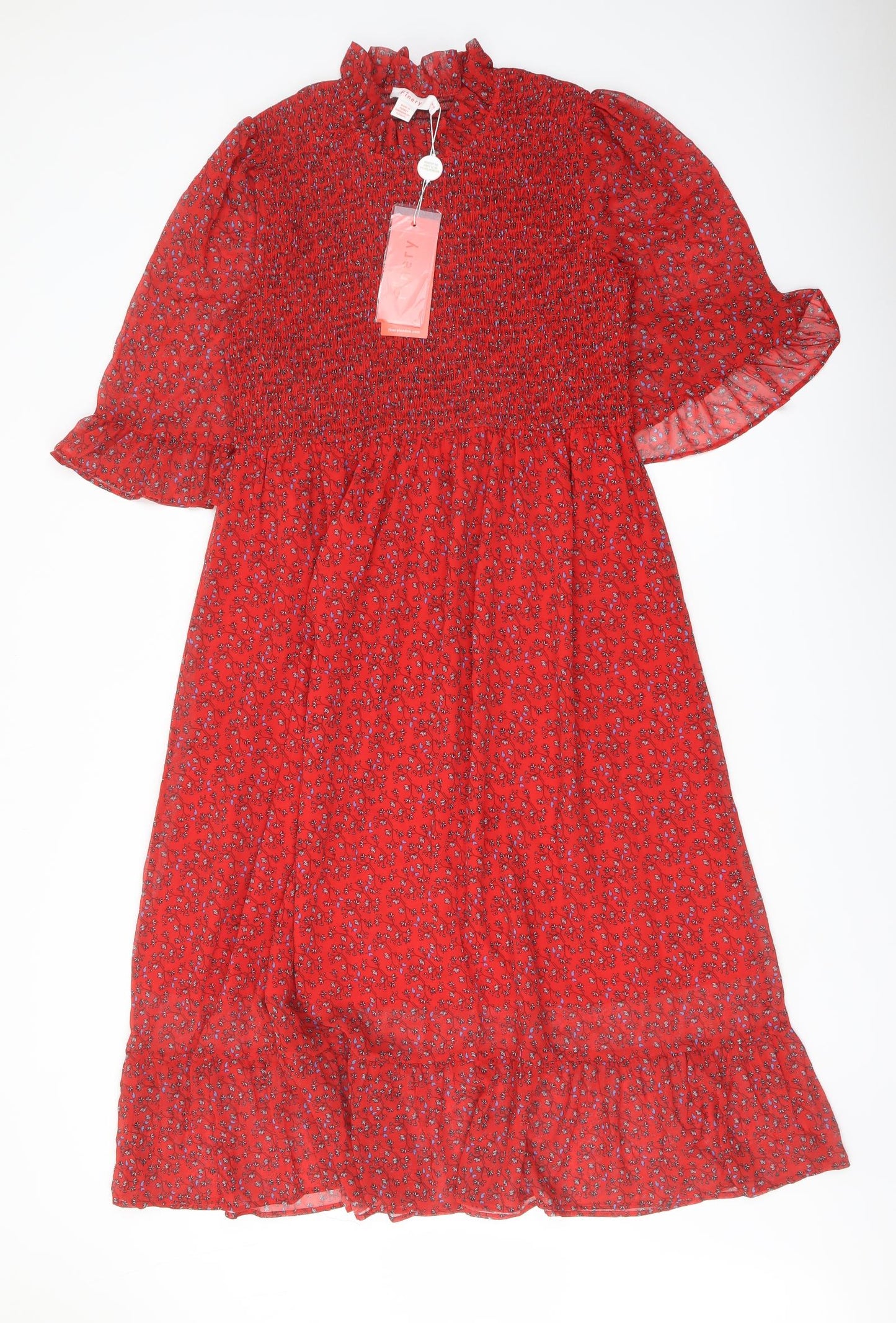 Finery Womens Red Floral Polyester A-Line Size 16 Mock Neck Pullover