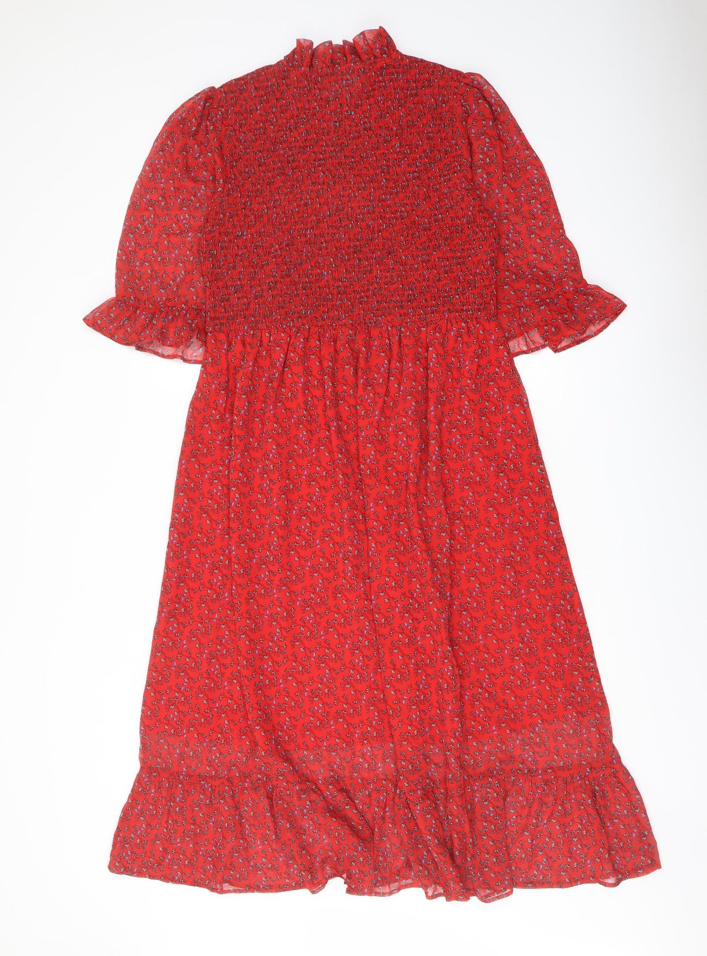 Finery Womens Red Floral Polyester A-Line Size 16 Mock Neck Pullover