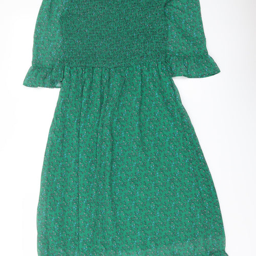 Finery Womens Green Floral Polyester A-Line Size 10 Mock Neck Pullover